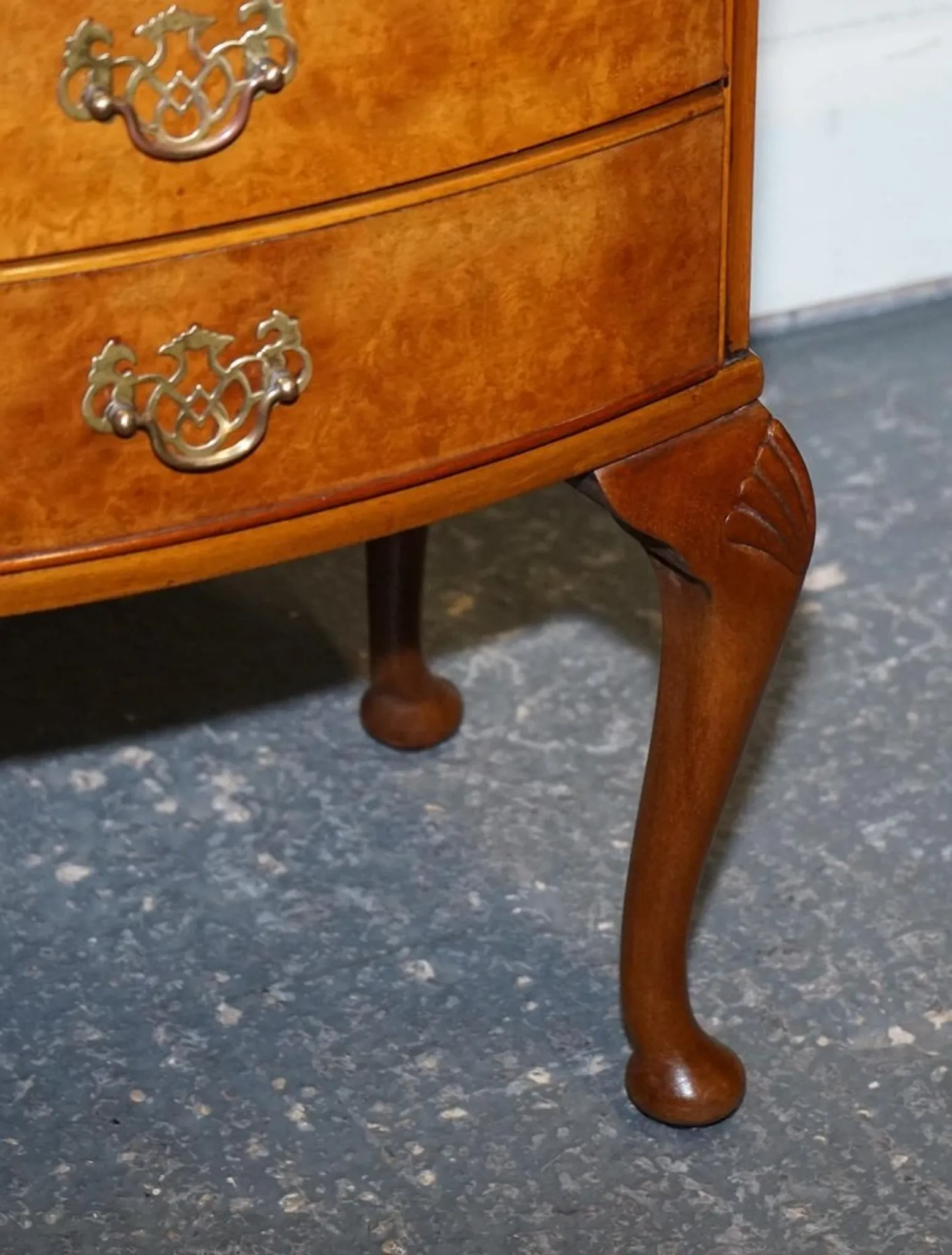 Art Deco Walnut Burl Bedside Tables, Set of 2