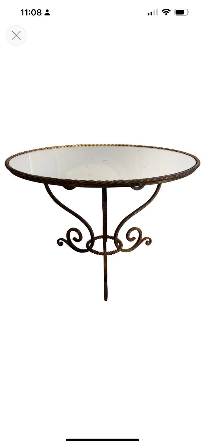 Gilded Coffee table with antique glass mirror top