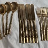 Ensemble de 35 couverts en laiton modèle Bambou vintage