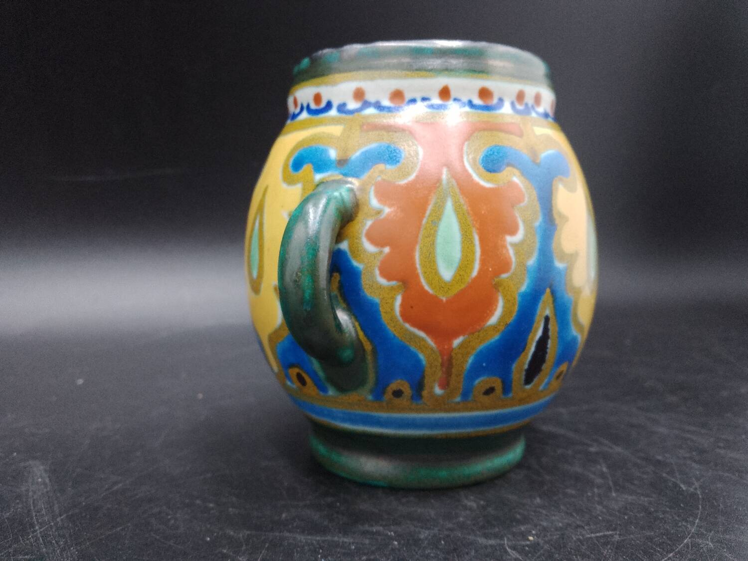 Small Vase with 2 handles with Ali decoration (1926) Emmy Gouda Holland Art Deco pottery