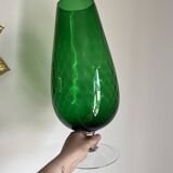 High green vase in empolied glass made in italy