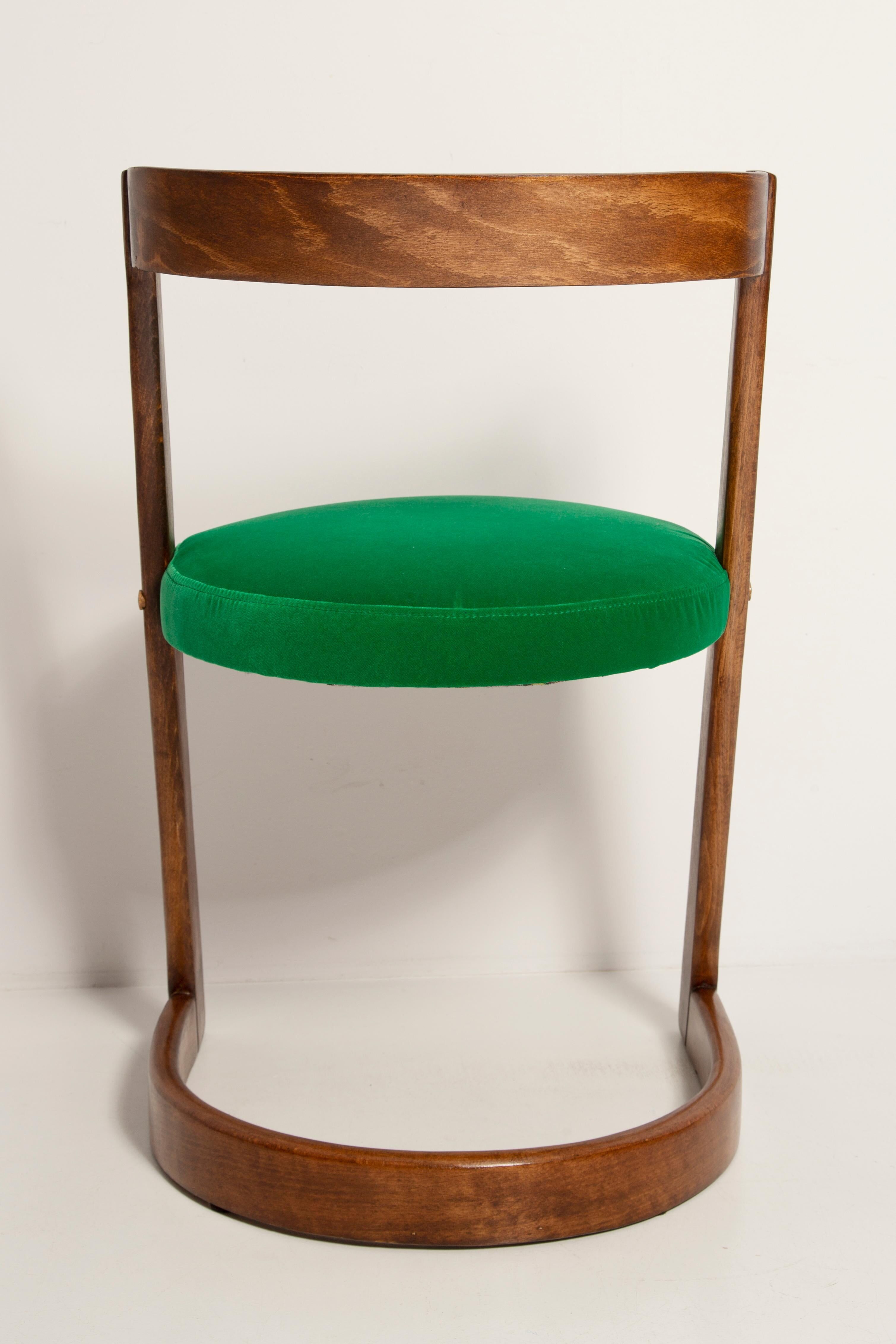 Chaise et tabouret Halfa en velours vert milieu du siècle, Baumann, France, années 1970