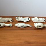 Set of 6 animal knife holders in Limoges porcelain