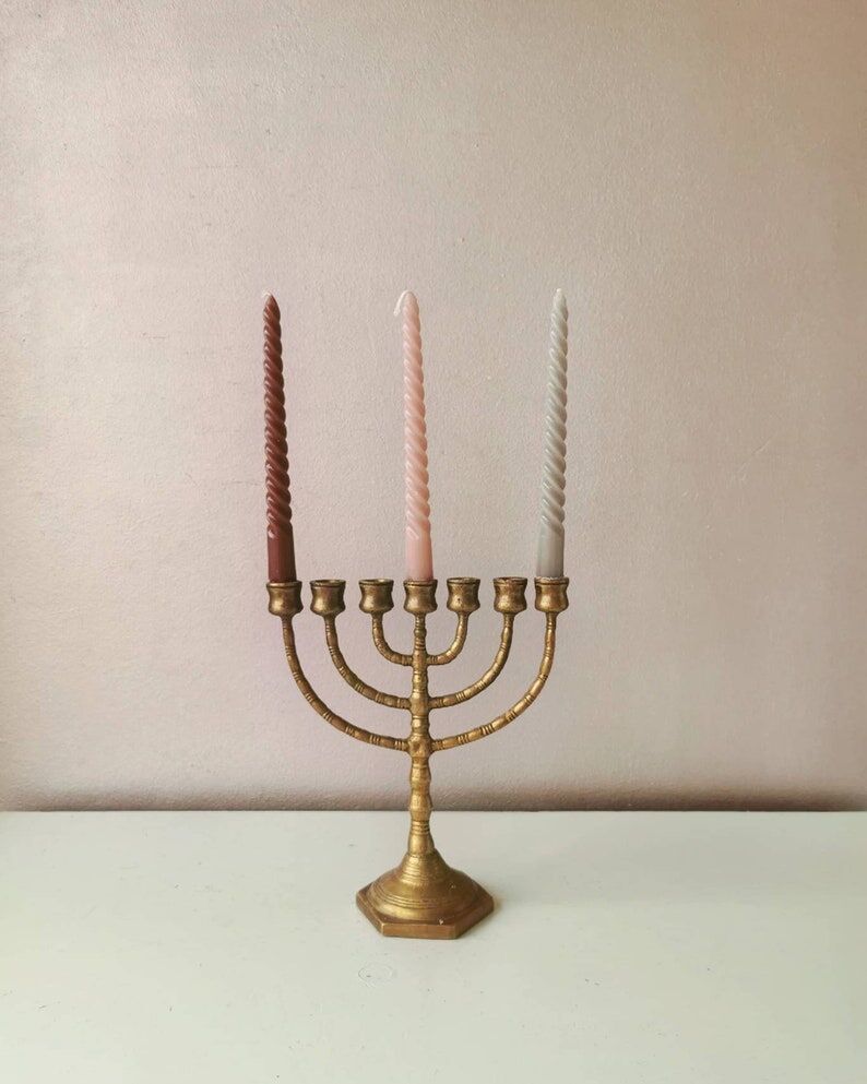 Vintage brass candle holder, 1970