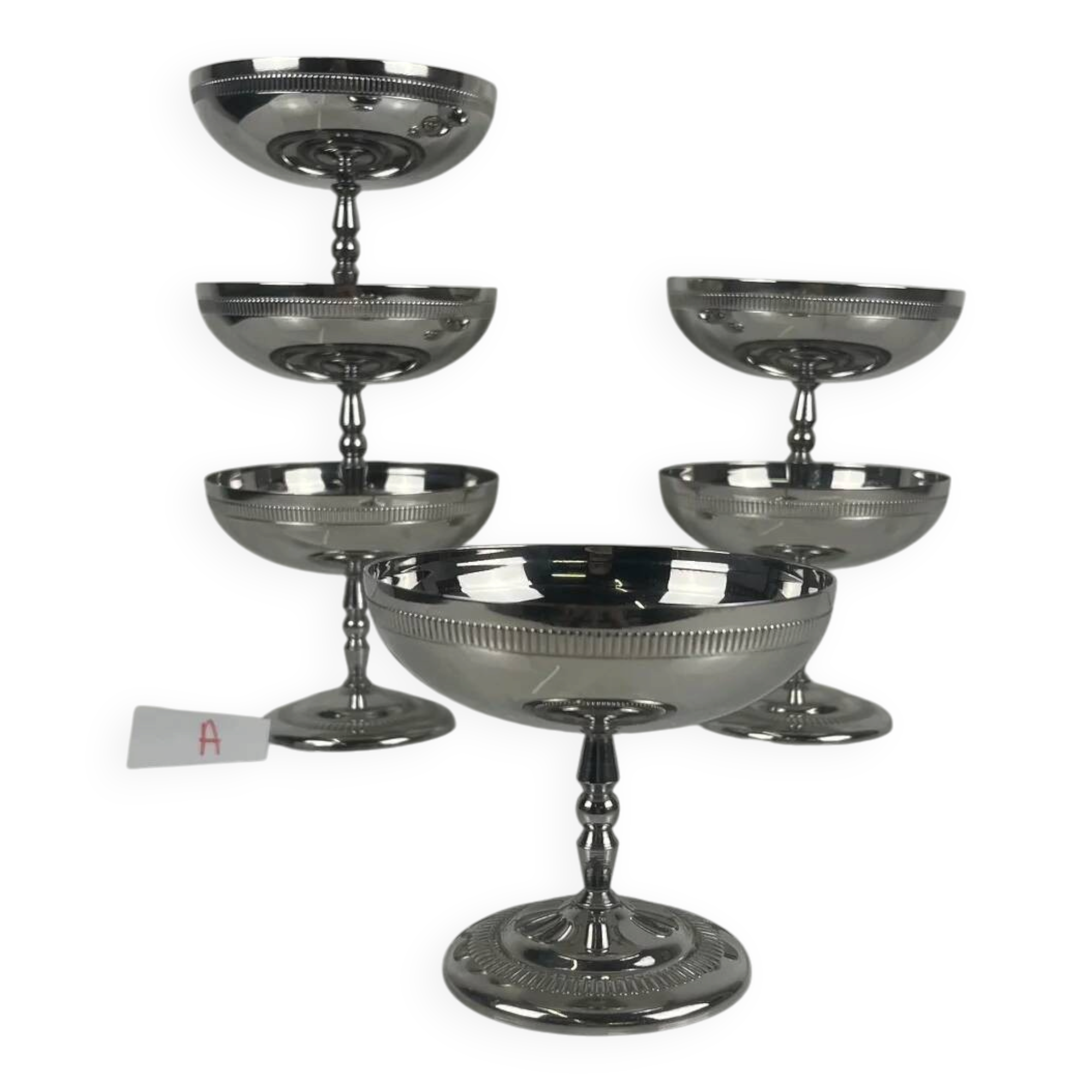 Set of 6 metal ice cream bowls, 1970 - Model A