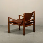 Arne Norell Sirocco Safari Lounge Chair in stained Ash and Brown Leather