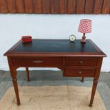 Black leather desk with extensions