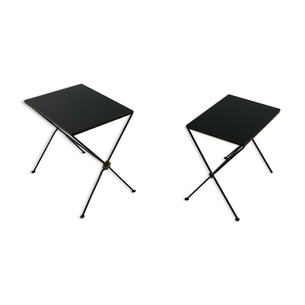 Tables gigognes en métal et verre