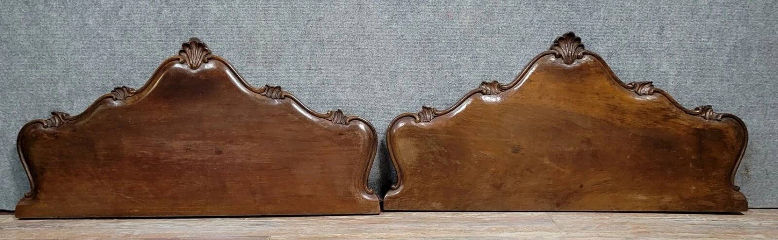 Two pair of Louis XV style walnut door tops from the late 19th century