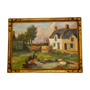 Huile sur panneau signée Henry