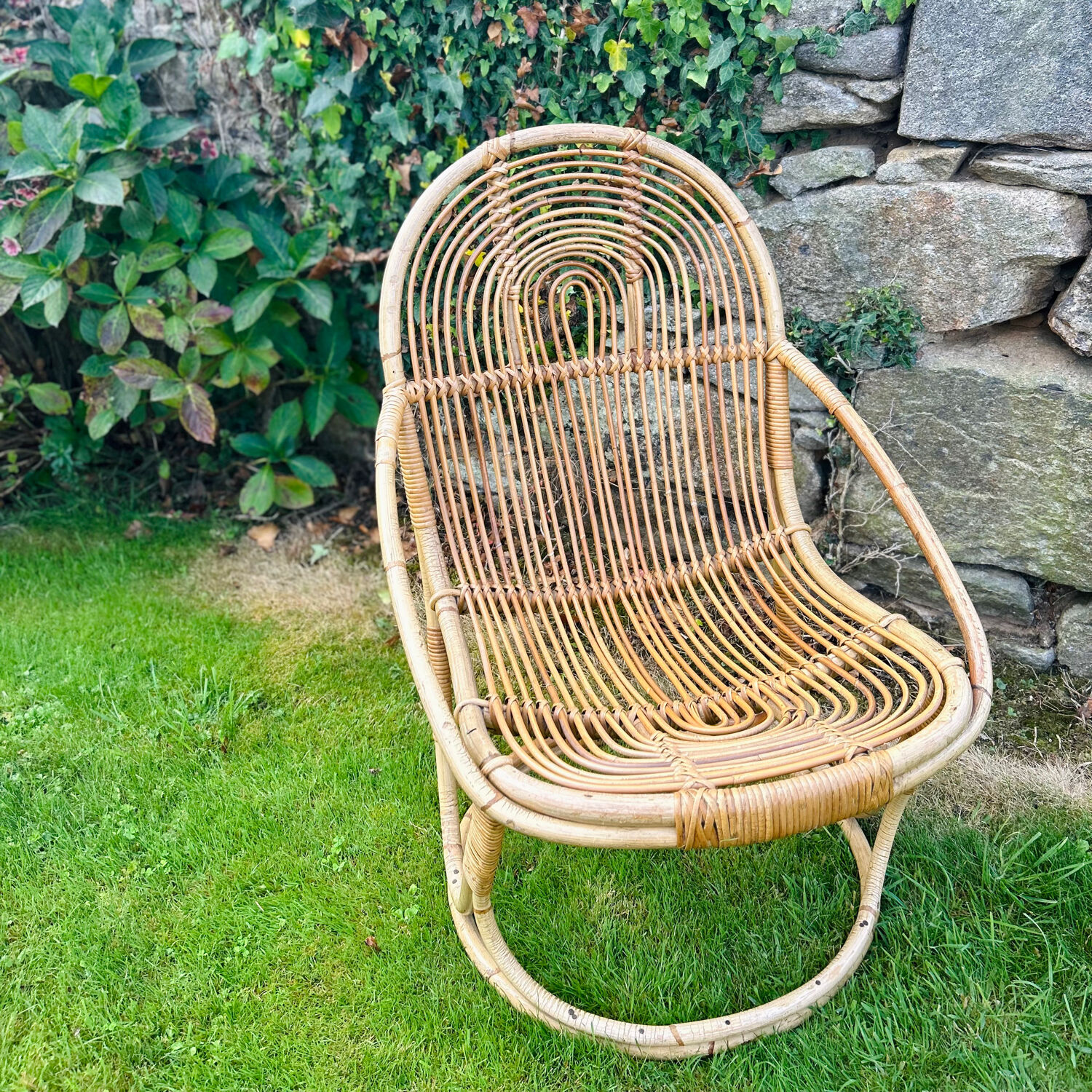 Designer rattan armchair