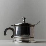 Argent Metal Silver-Plated Art Deco Lidded Box with Spoon, Italian 1930s Table Decor