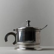 Argent Metal Silver-Plated Art Deco Lidded Box with Spoon, Italian 1930s Table Decor