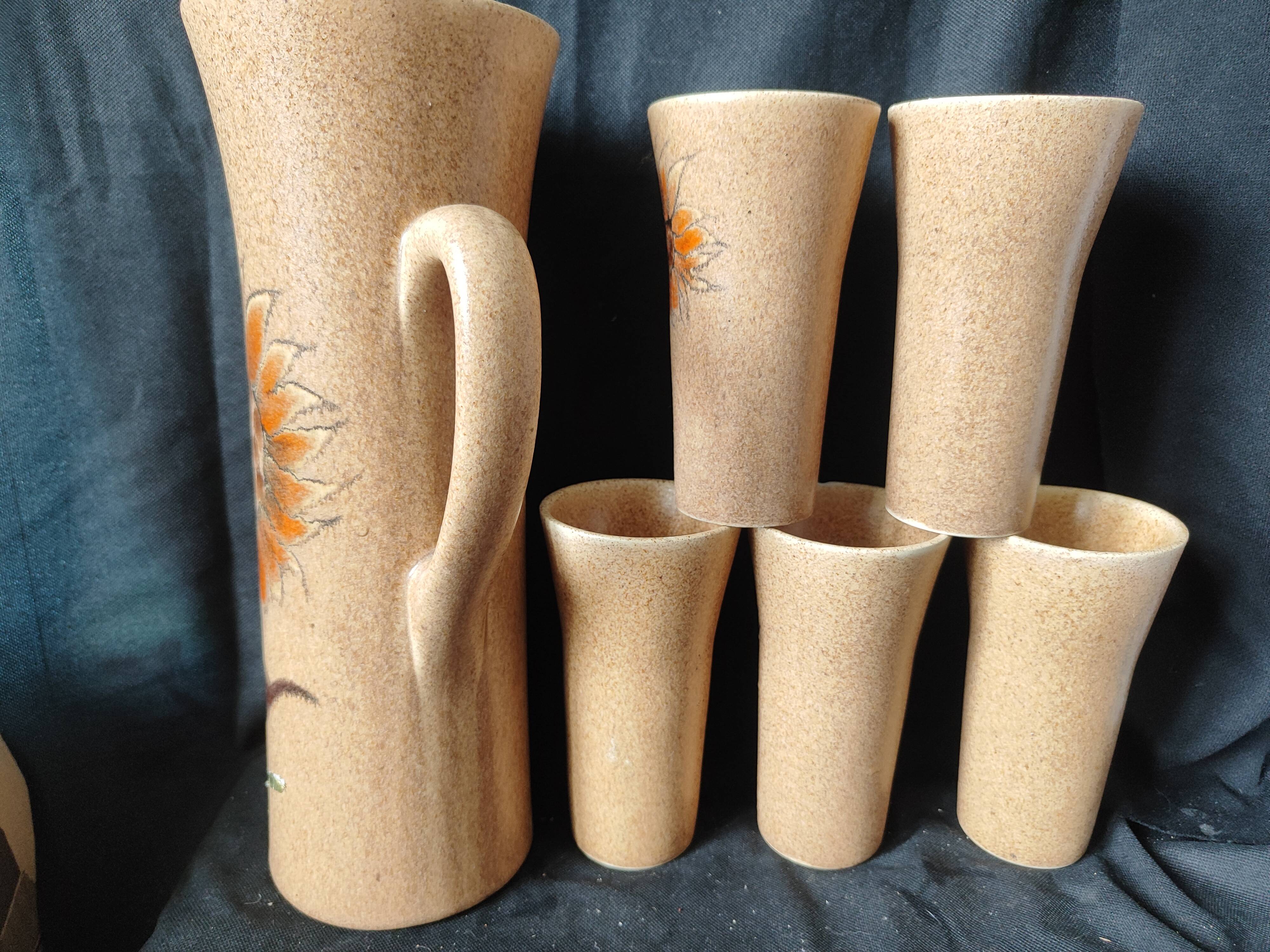 Vintage stoneware /Paci Claude Vallauris /orangeade service