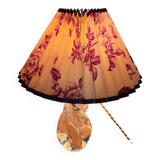 Glass lamp base and flowered lampshade