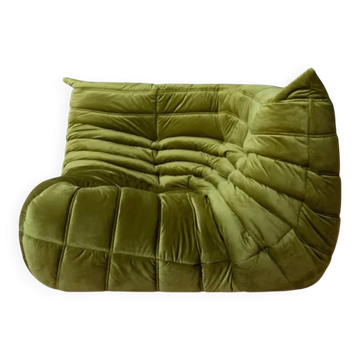 Togo Sofa Corner Green Velvet, France, 70´s