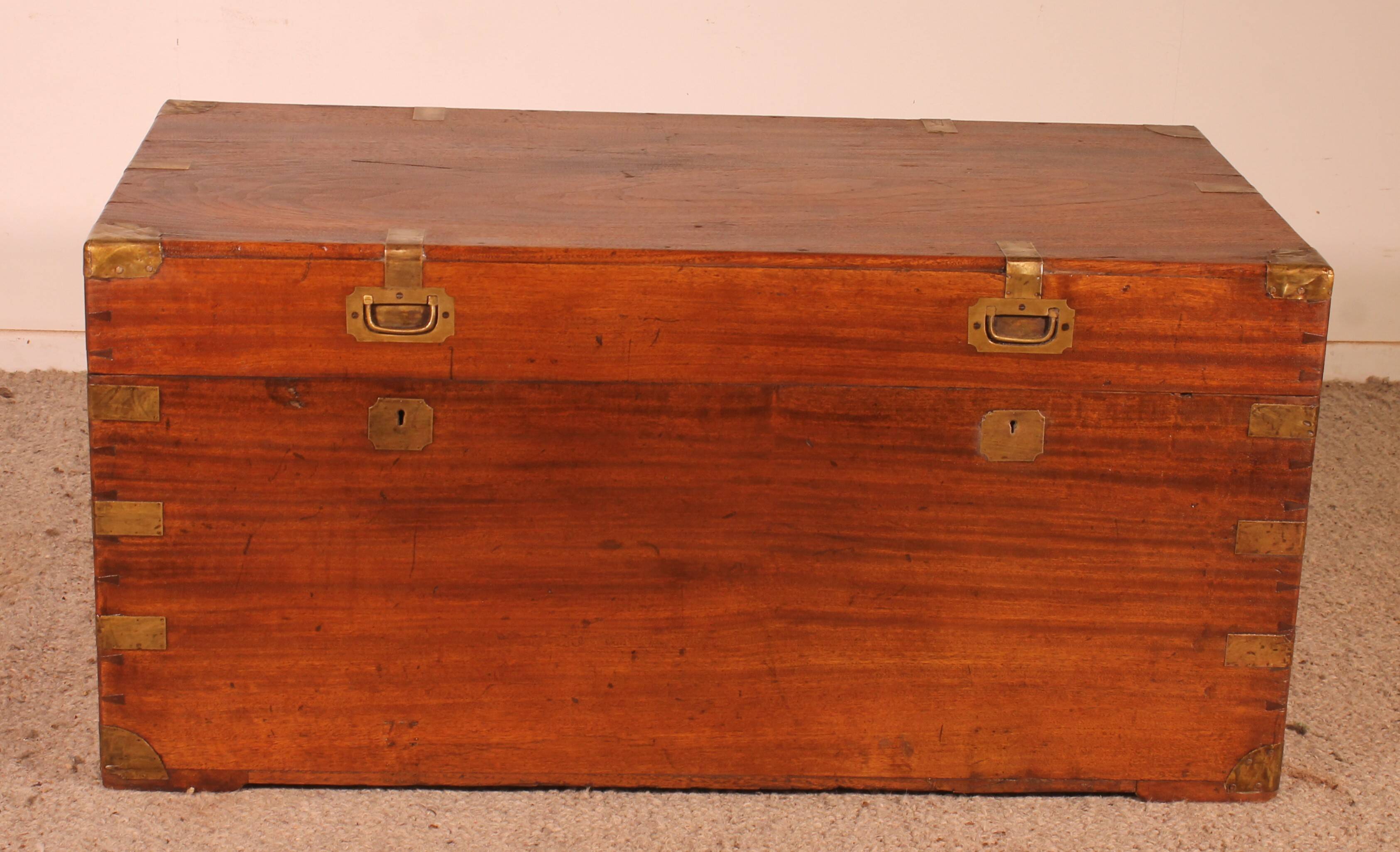 almost a pair of 19th-century marine chests with double locks
