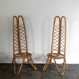 Pair of low bamboo chairs 1960