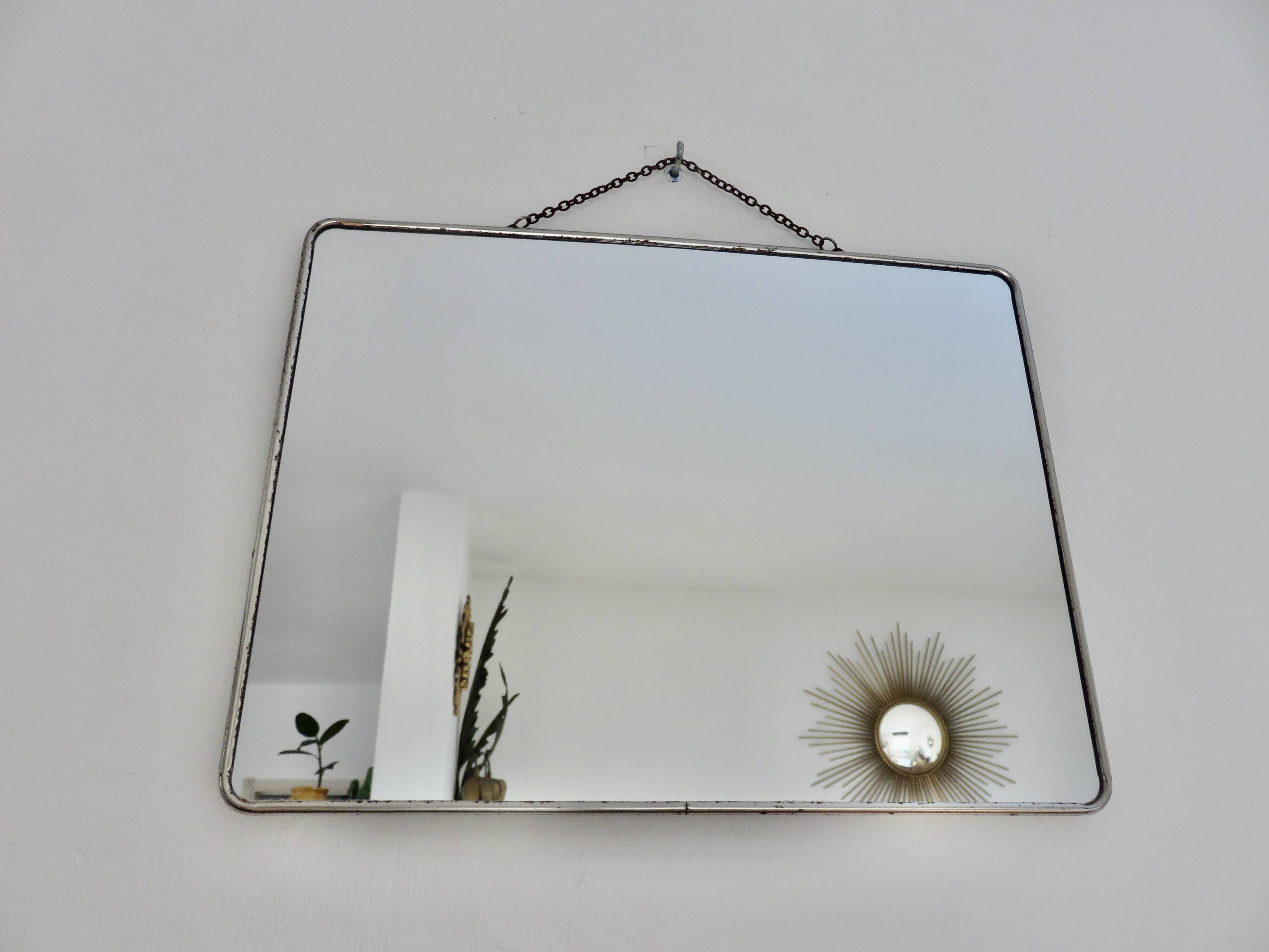 Very old XXL barber mirror with chain, art deco 40s 50s