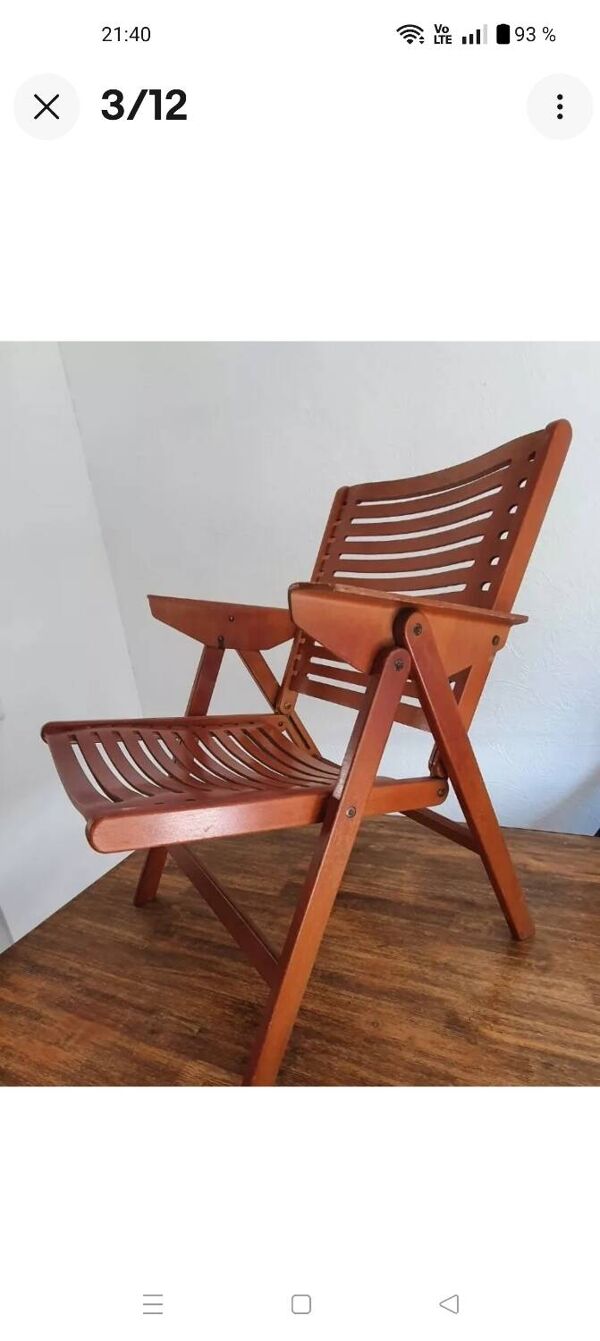 Fauteuil pliant REX DU DÉSIGNER Niko KRALJ 1950'S Pieds compas