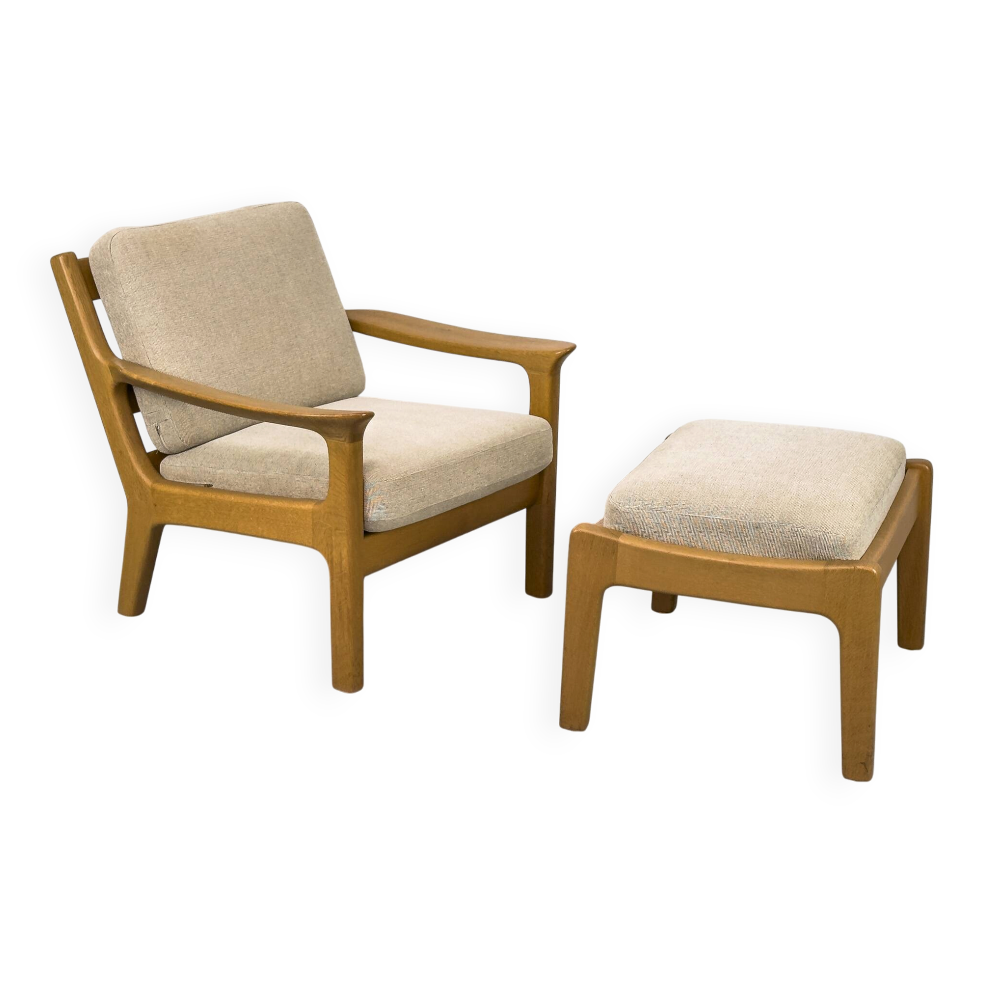 Danish Oak Lounge Chair and Ottoman by Juul Kristensen