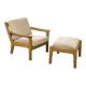Danish Oak Lounge Chair and Ottoman by Juul Kristensen