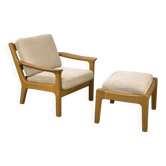 Danish Oak Lounge Chair and Ottoman by Juul Kristensen