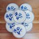 Lot de 8 assiettes plates Badonviller, Brétigny, fleurs bleues
