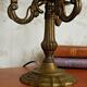 French empire style brass bouillotte table lamp green crackle effect shade