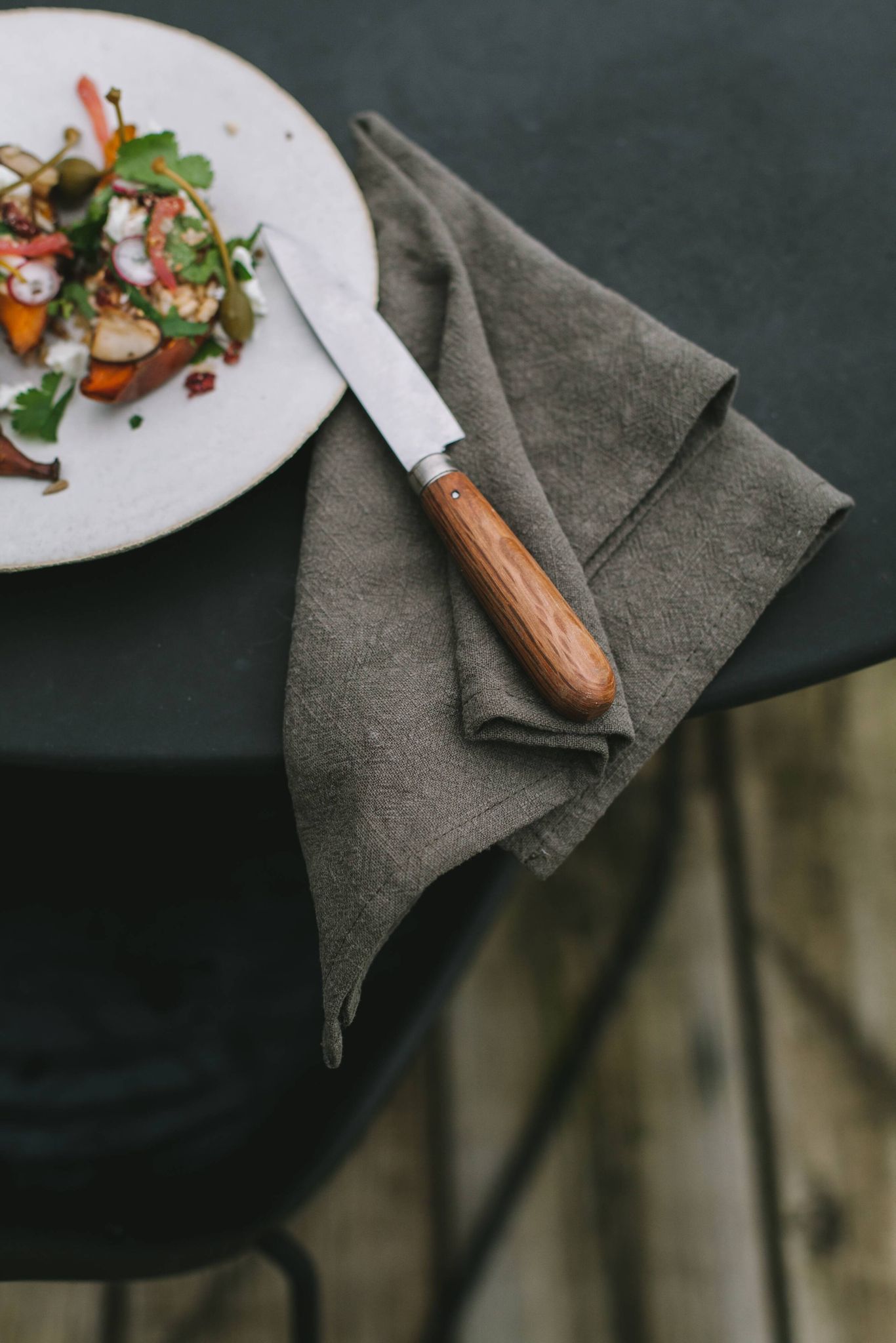 Serviette en lin lavé Kaki