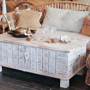 Indian wooden chest with metal decoration