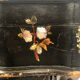 Napoleon III work table in blackened burgundy wood with gilded highlights.