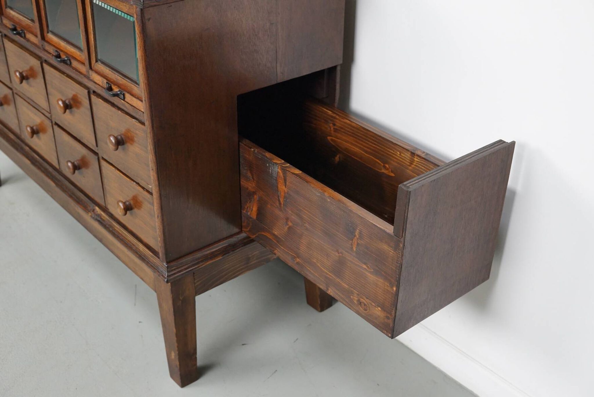 Antique German Oak Haberdashery Shop Cabinet, 1920/30s