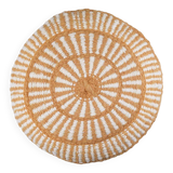Round cushion 100% pure wool ochre pattern