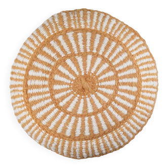 Coussin rond 100% pure laine motif ocre