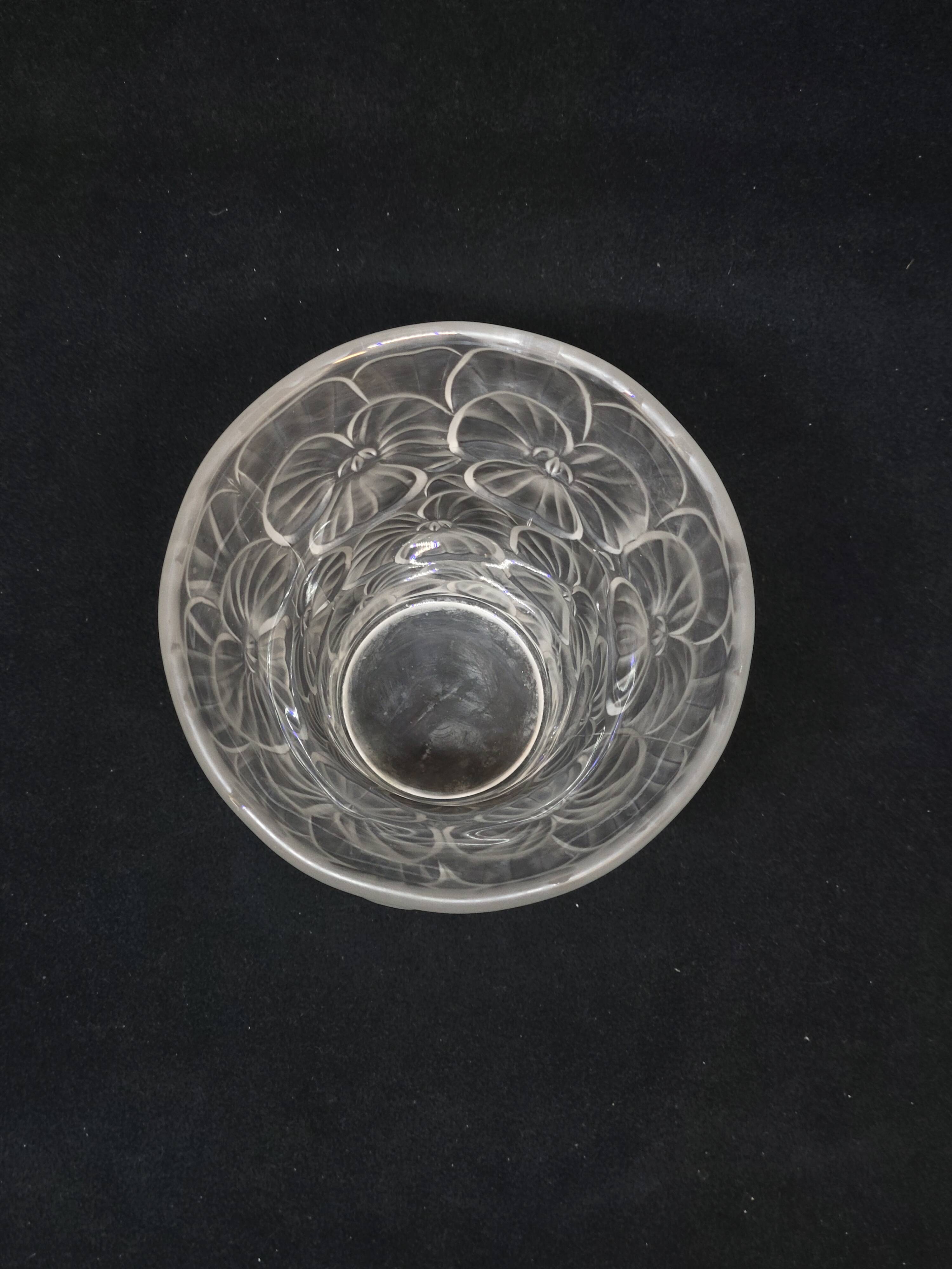 Josef Inwald Barolac Glassware Floral Vase Molded Pressed Frosted Art Glass