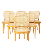 Set of 6 Vintage Ligna Bentwood Dining Chairs – Cane Seats & Backrest 1960s