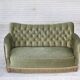 1960s, Danish 2-seater sofa, light green furniture velour, ash wood.