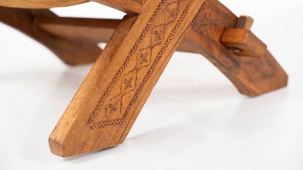 Pair of Folding Chair, Wood and Leather, Brazilian style