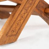 Pair of Folding Chair, Wood and Leather, Brazilian style