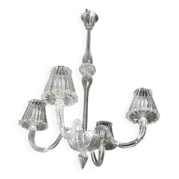 Chandelier Art Déco de luxe Barovier e Toso, verre "Bubble" de Murano, années 1950