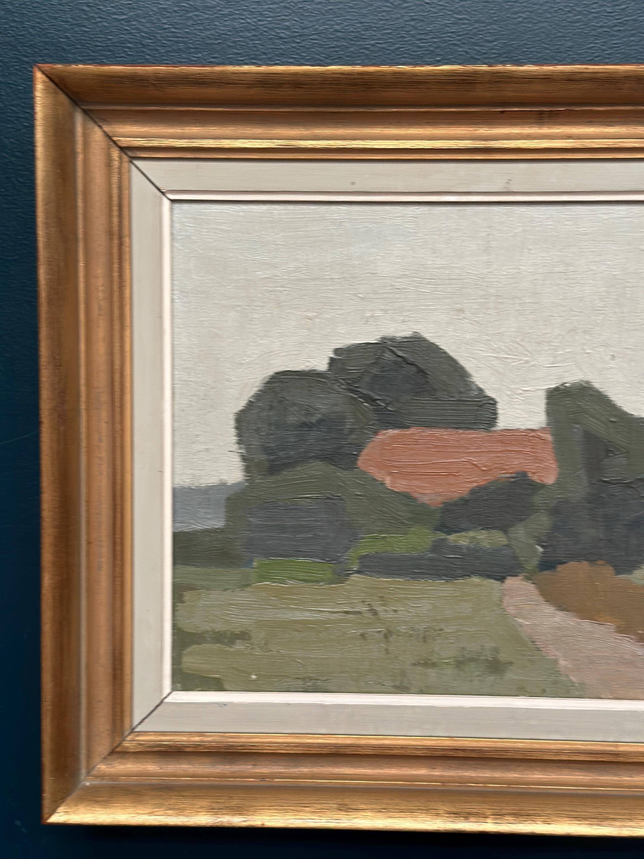 Huile sur toile originale suédoise – « Maison et arbres » par William Fleetwood