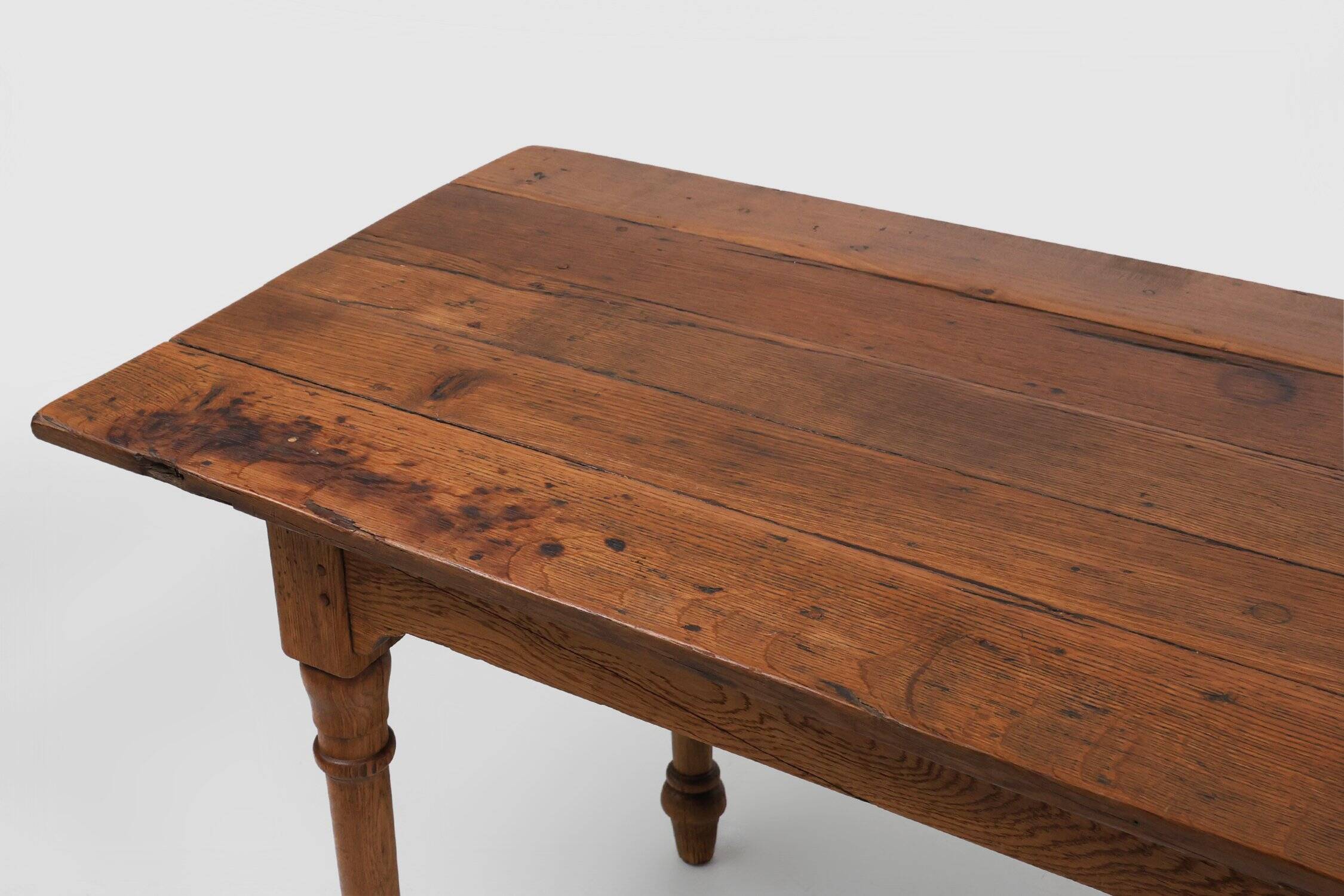 Rustic Farmhouse Table in Oak, France, 1850s