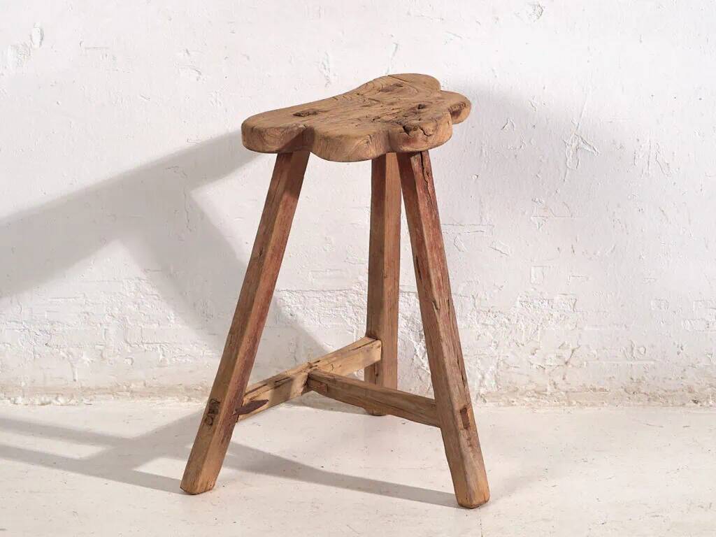 Antique stool in wabi-sabi style (c.1900) #8