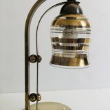 Lampe à poser style bauhaus années 40-50 en laiton avec tulipe en verre doré