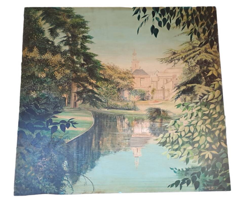 Large oil painting on wood by Jy Doussot contemporary French painter