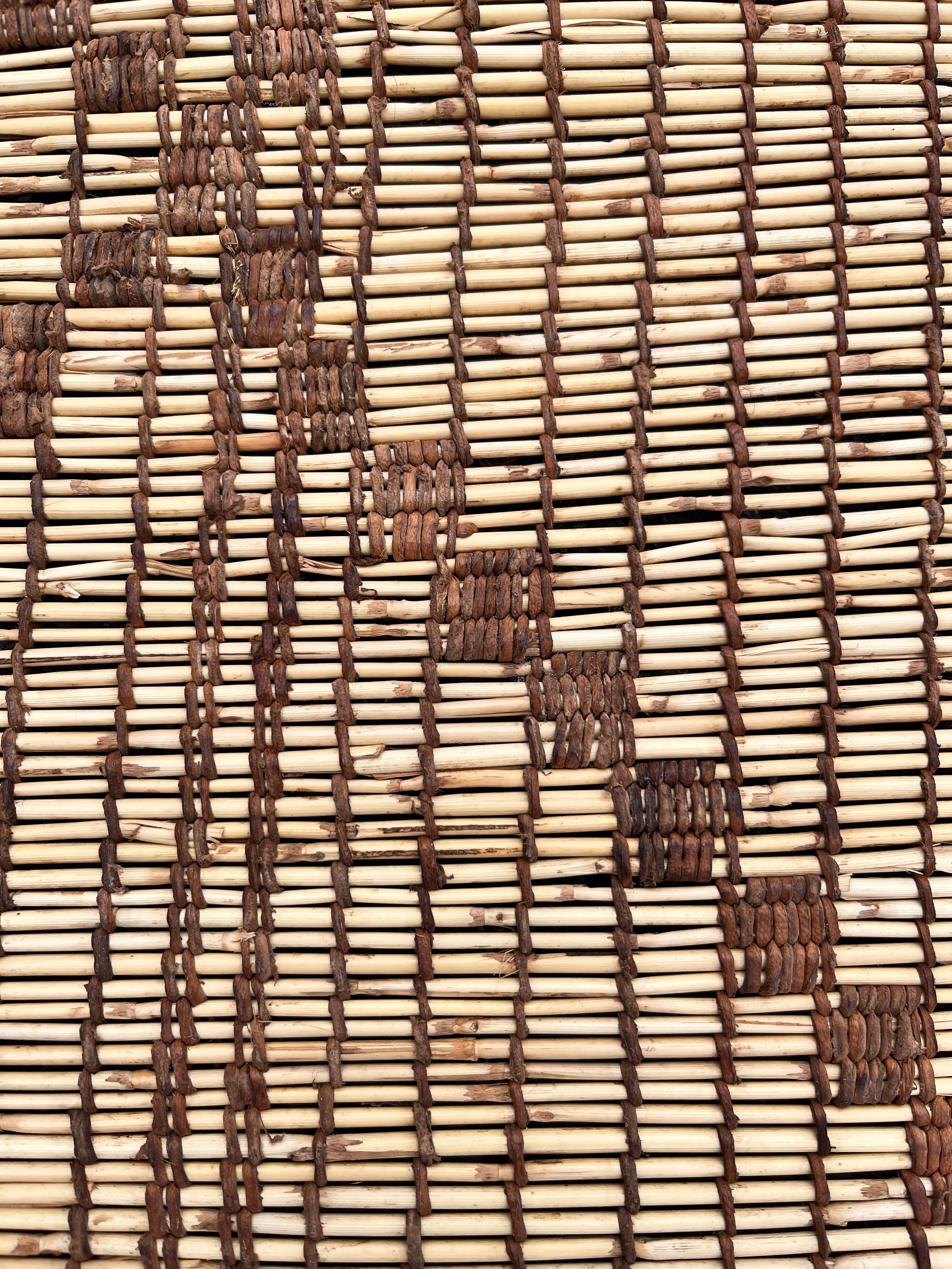 Mauritanian African mat in leather and reeds