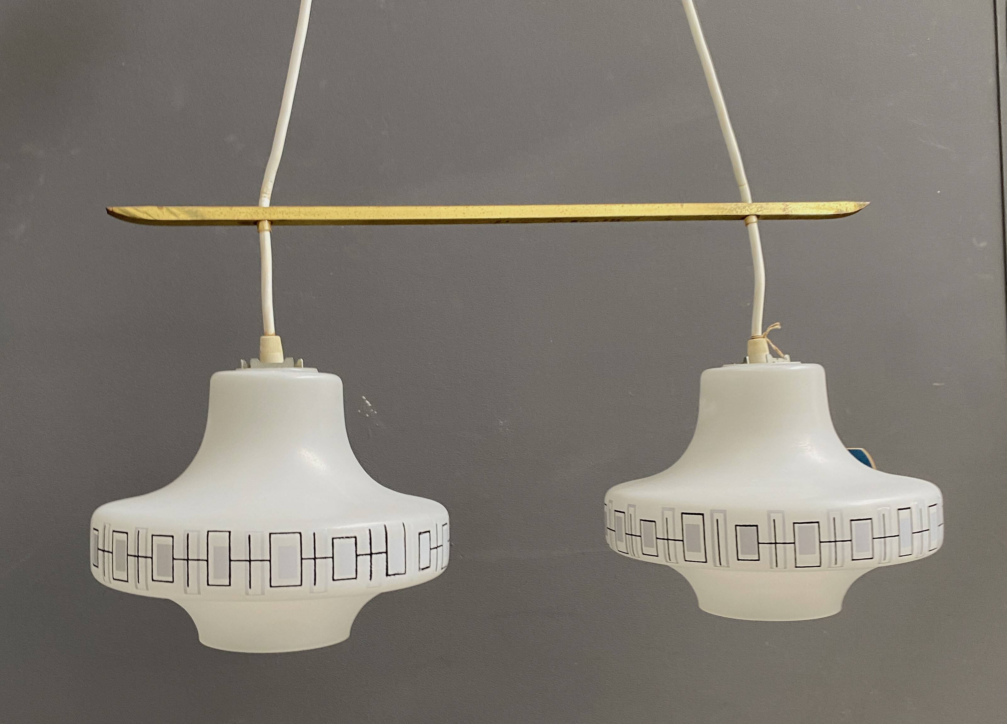 Double glass hanging lamp 1960s