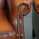 Set of 2 English style sheepskin leather wingback armchairs