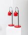 Set of 2 red metal table lamps with black stems, Memphis-Postmodern Italy 1980s